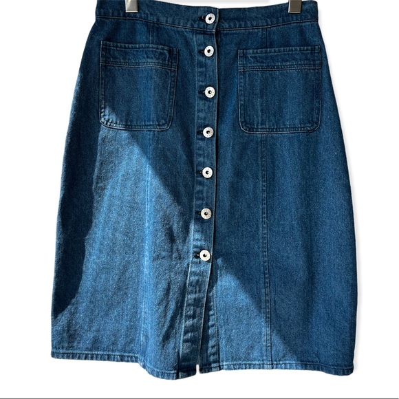 NWOT BB Dakota Button Down Midi Skirt | Knee Length 100% Cotton Denim Skirt - Picture 1 of 6